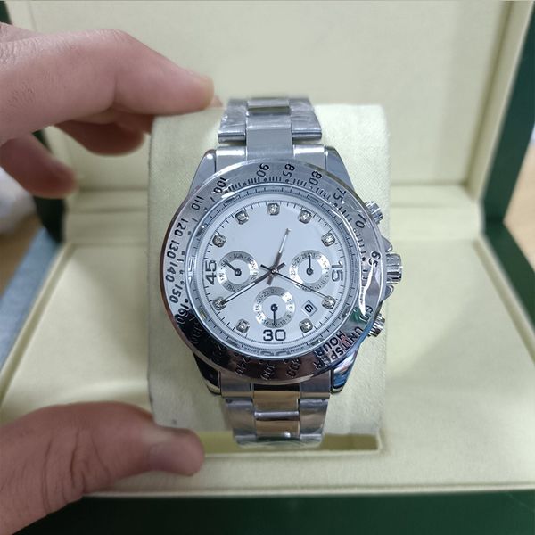 

men's watch 40mm designer electronic movement wristwatches alloy strap folding buckle high reinforced glass leisure sports watch montre, Slivery;brown