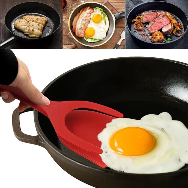 2-в-1 яичные инструменты Omelette Spatula кухня силиконовые шпателя для тостов Блинники аксессуары для приготовления гаджетов зажима зажима