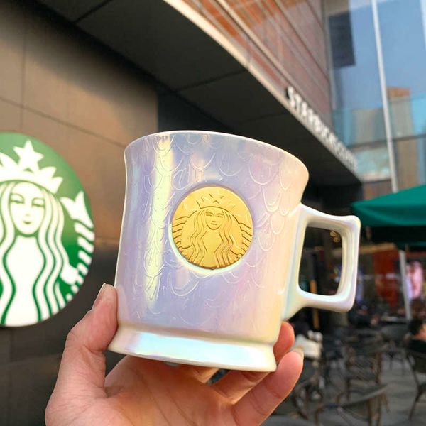 

starbucks fish scale bronze medal mug men's and women's coffee simple year of the tiger gift retro high-grade ceramic water cup