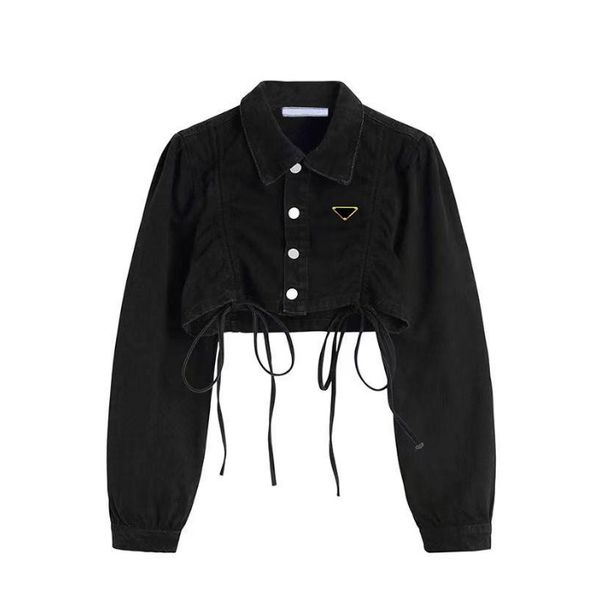 

women jackets denim coat womens button letters spring autumn style slim for lady outfit woman designer jackets jeans outsize classcia windbr, Black