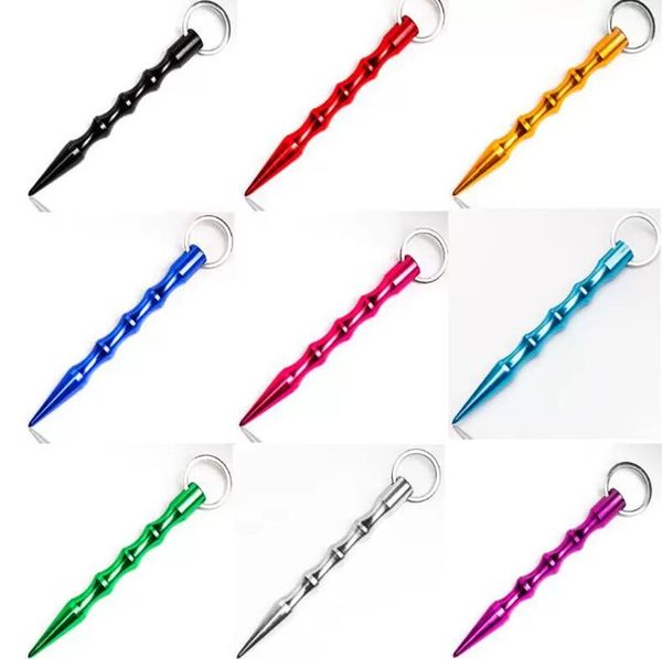 

men's aluminum alloy and women's self-defense wolf prevention equipment outdoor keychain stick key pen multicolor, Silver
