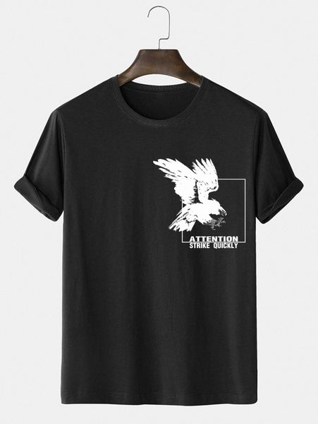 

men letter & eagle print tee g4zn#, White;black