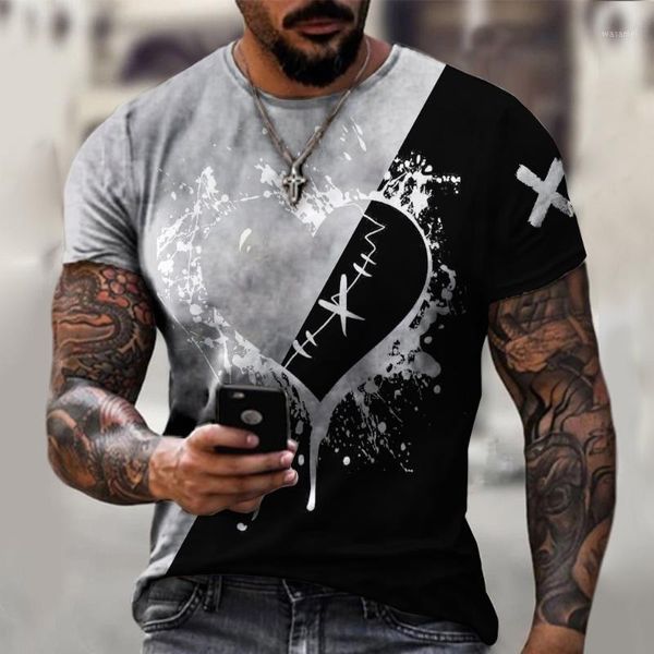 Herren-T-Shirts, 3D-animiertes bedrucktes T-Shirt, lässiges großes Hemd, Totenkopf-Design, Straßenkleidung, im Sommer 2022