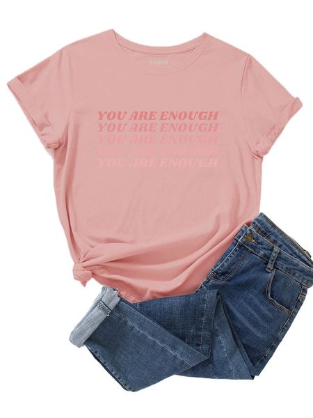 

slogan graphic round neck tee b5rj#, White