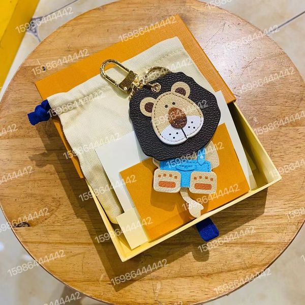 

designer cute lion keychain key chain & ring holder brand designers keychains for porte clef gift men women car bag pendant accessories high, Silver