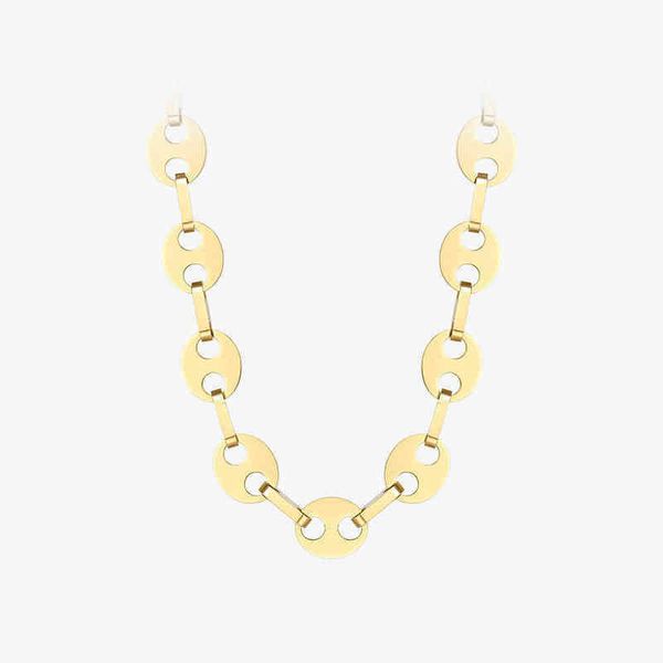 

pendant necklaces long pig nose for women gold color bunch choker necklace stainless steel jewelry harajuku p203179 220427, Silver