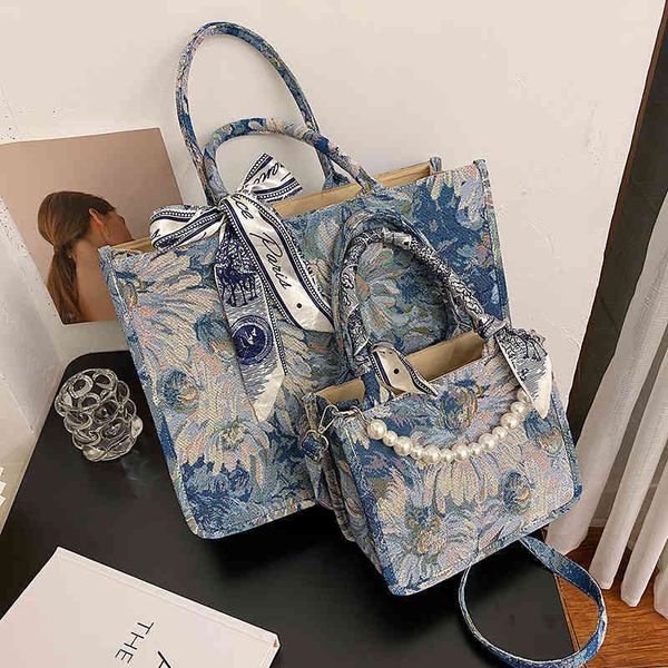 

purses lin tote bag women's new graffiti flower canvas one shoulder chain handbag