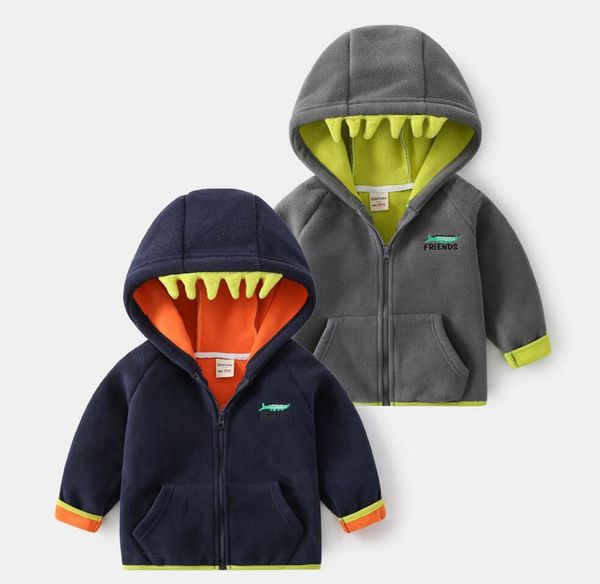 

children's thickened coat boys' fleece double hoodie baby fleece sweater zipper, Blue