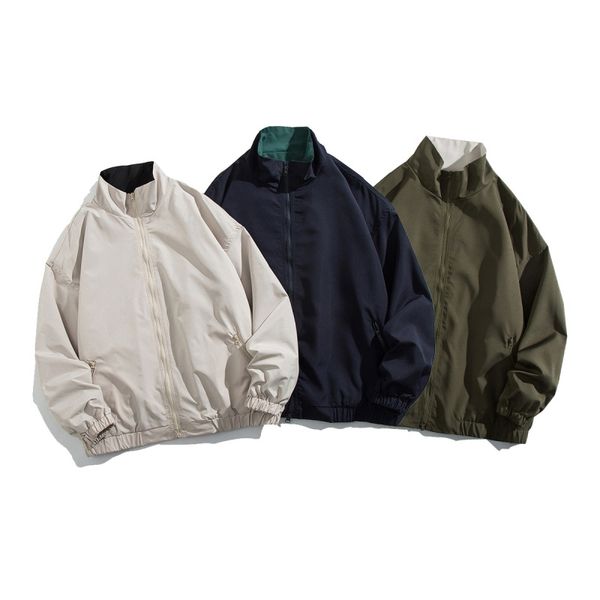 

men's spring jacket waterproof windproof breathable outdoor workwear hooded jacket classic light luxury casual style functional technic, Black;brown