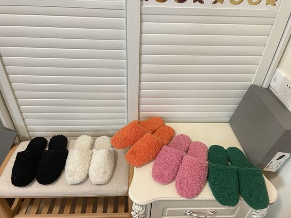

2023 b home lamb hair baotou slippers with box size eur 35-42, Black