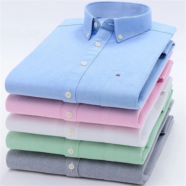 

s 6xl oxford shirts for mens long sleeve cotton casual dress shirts male solid plaid chest pocket regularfit man social shirt 220720, White;black