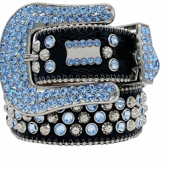 

belt bb 2022 designer simon belts for men women shiny diamond belt black on black blue white multicolour with bling rhinestones as gift b2, Black;brown