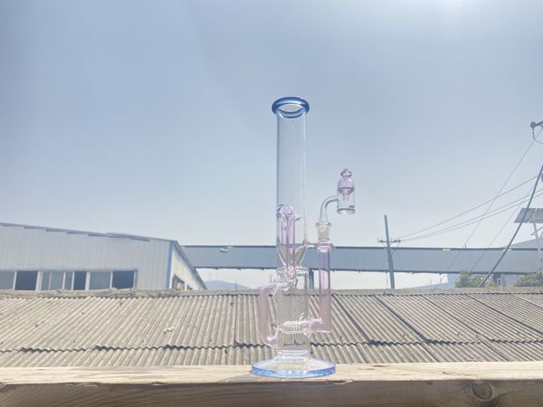 Hookahs, bong, reciclar, 16 polegadas, 14 mm articulação, alta qualidade, rosa transparente e azul