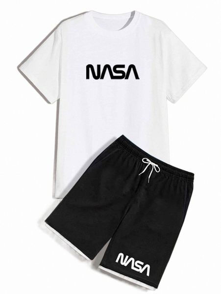 

men letter graphic tee with shorts a5sg#, Gray