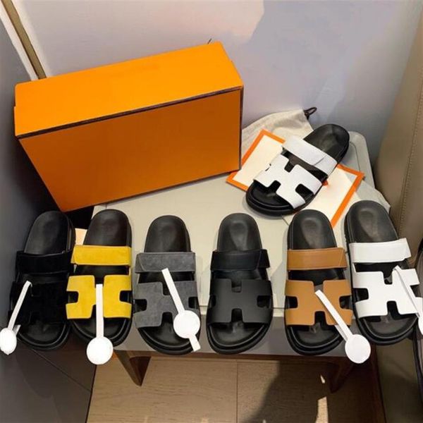 

2021 women designers flat slides slippers sandals foam runner platform genuine leather shoes sandal beach novelty scuffs shoe mule2266, Black