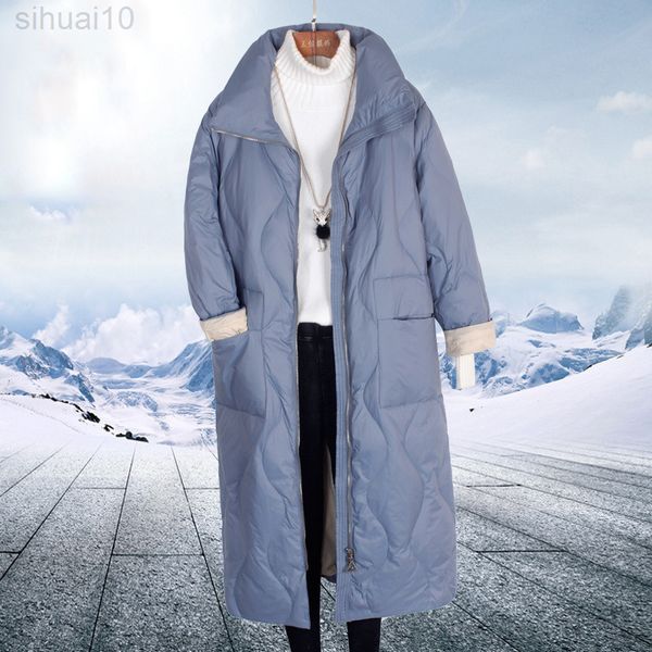 

duck down jacket women winter loose outerwear coats female long casual light ultra warm down puffer jacket parka l220730, Black