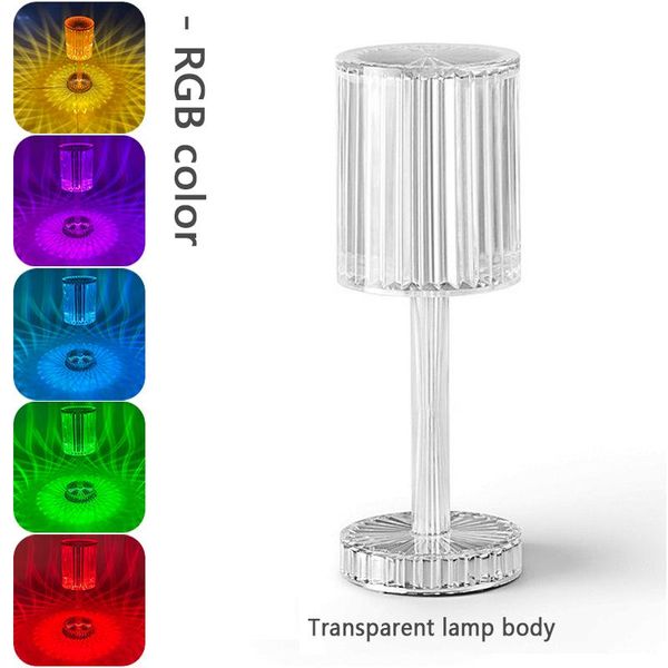 Lâmpadas de mesa Lâmpada de mesa de cristal USB Charging Touch Bedaom Restaurant Bedroom Bar Festive Casal Gift Romantic RGB Night LightTable