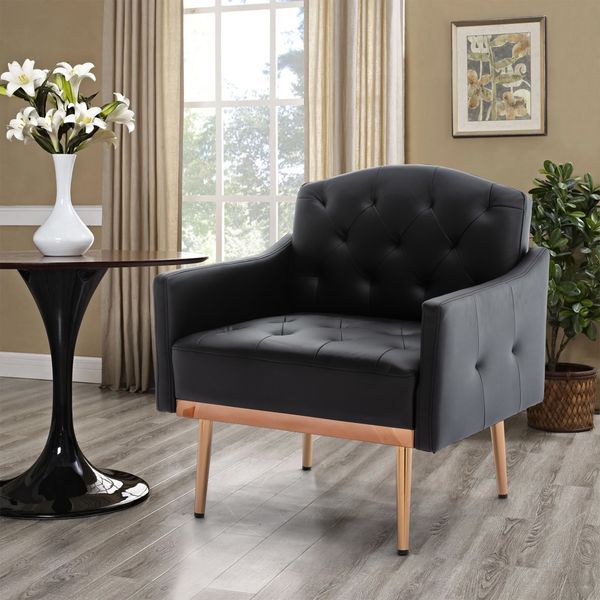 

living room furniture accent chair leisure single sofa with rose golden feet black