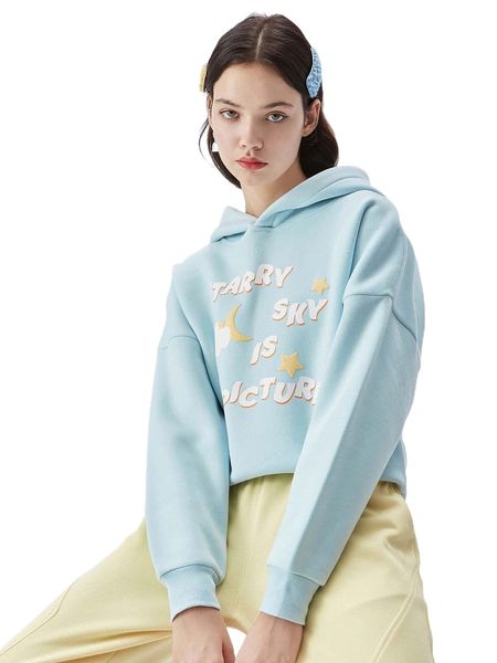 

slogan graphic drop shoulder hoodie q8i1#, Black