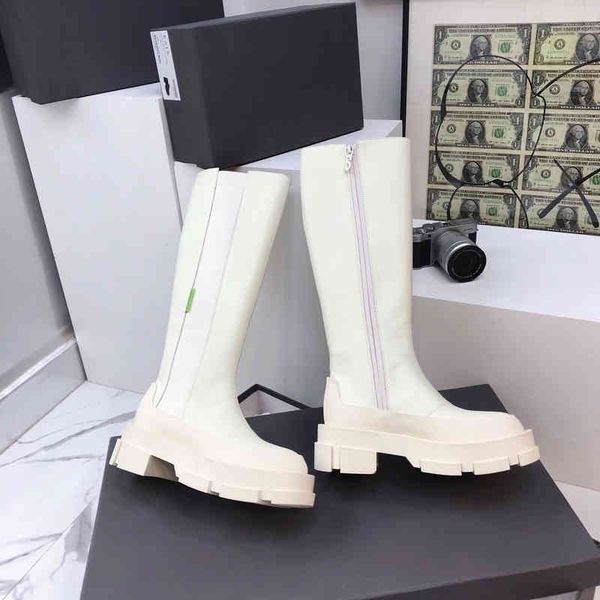 

chelsea women's boots leather boots knee high round head increased waist winter collection, Black