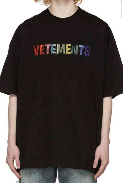 

correct version tide brand weitemeng events color diamond letters men's and women's short sleeve t-shirt, White;black