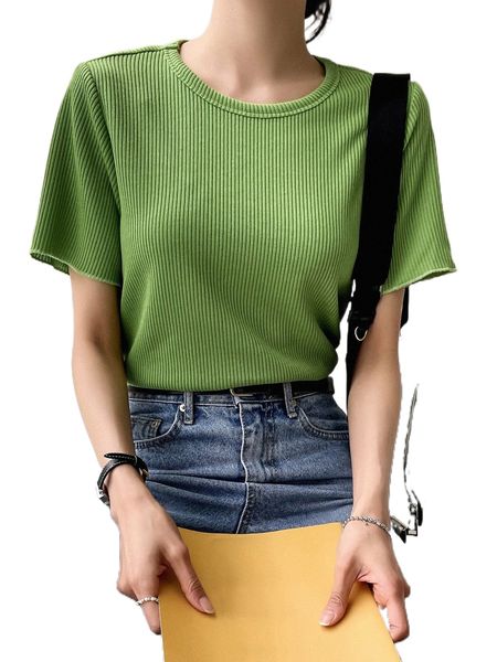

dazy ribbed knit tee z6nh#, White