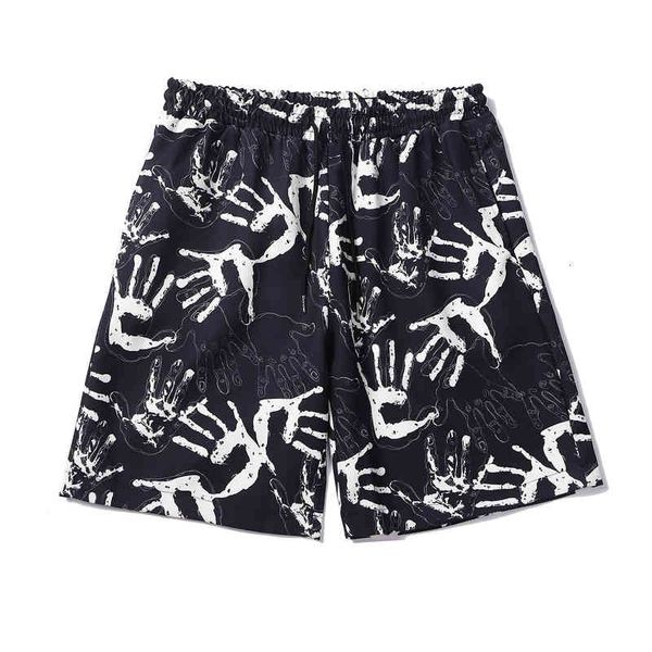 

men's shorts fashion brand supkcnxmc palm pattern casual shorts in spring and summer, White;black