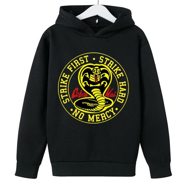 

cobra kai hoodies boy girl sweatshirts harajuku hooded cobra kai casual pullovers children kid hoodie251t, Black