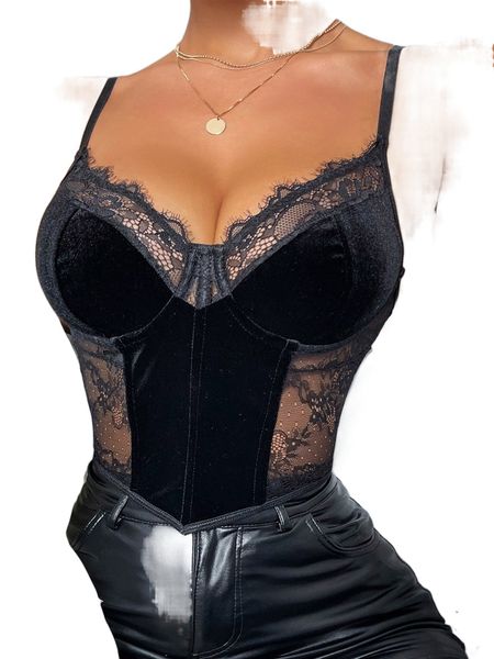 

contrast lace velvet cami r3uv#, White