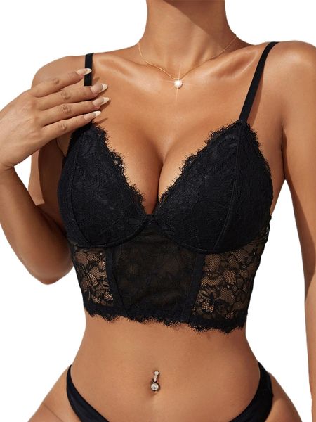 

eyelash lace bra u6h1#, Black;red