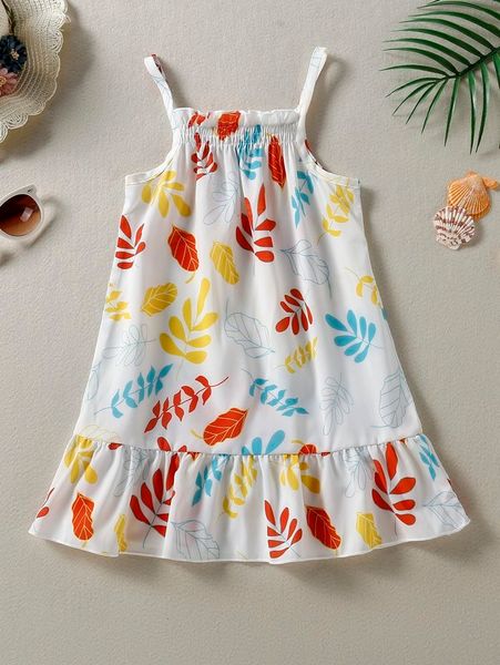 

toddler girls plant print ruffle hem cover up she, Blue
