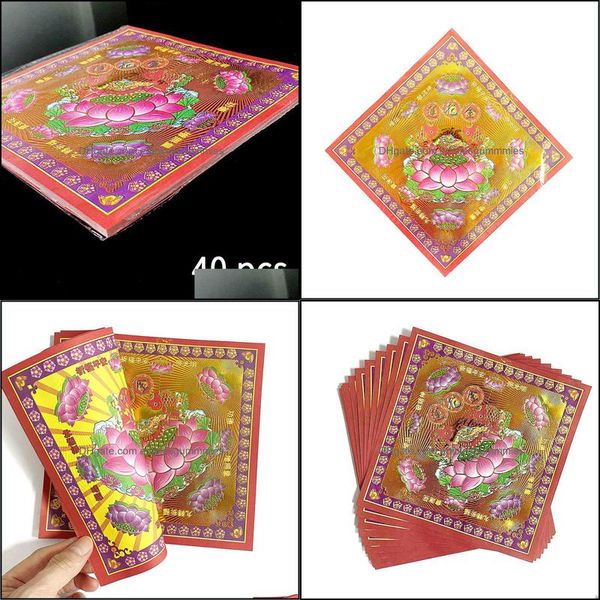 Китайский стиль продукты художественные подарки подарки Home Garden 80ps Lotus Gold Double-Sided Paper Paper- предок Money-Joss Paper Good Luc