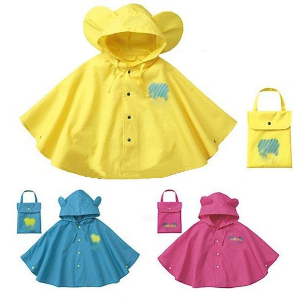 Poliéster Fabri Cute Dos Desenhos Animados Raincoat Portátil Crianças Crianças Kindergarten School Out Hiking Escalada Respirável Fivela Cabo Tipo Rain Poncho Lt0049