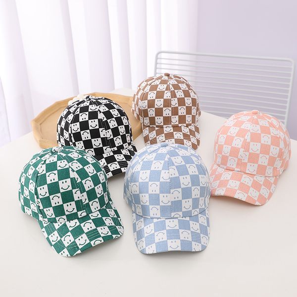 

fashion summer baby baseball cap plaid hats children boys girls kids ball caps sun visor hat 3-8 years, Yellow