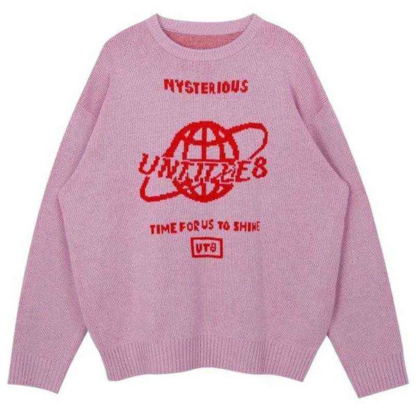 Rue Pull Femmes Terre Lettre Harajuku Tricot Tops Lâche Pull Chaud Automne Hiver Japonais Fille Pull Pull 2021 T220730