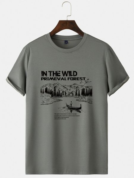 

men mountain & slogan graphic tee h7vb#, White;black