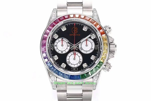 Super Factory Mens Watch CAL.4130 Movimento Cronógrafo Relógios 40mm Cosmograph 116599 RBOW Diamond Gem Beze Sapphire Mecânico Automático Relógios de Pulso Masculino