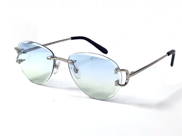 

buffs sunglasses vintage 0092 men and women design rimless pilot shape retro glasses exquisite cut lens uv400 eyewear gold light color lens, White;black