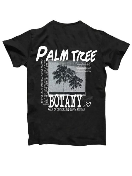 

men slogan & tropical print tee 32co#, White;black