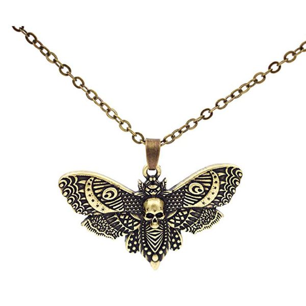 

necklace alloy metal punk butterfly butterfly skull, Golden;silver