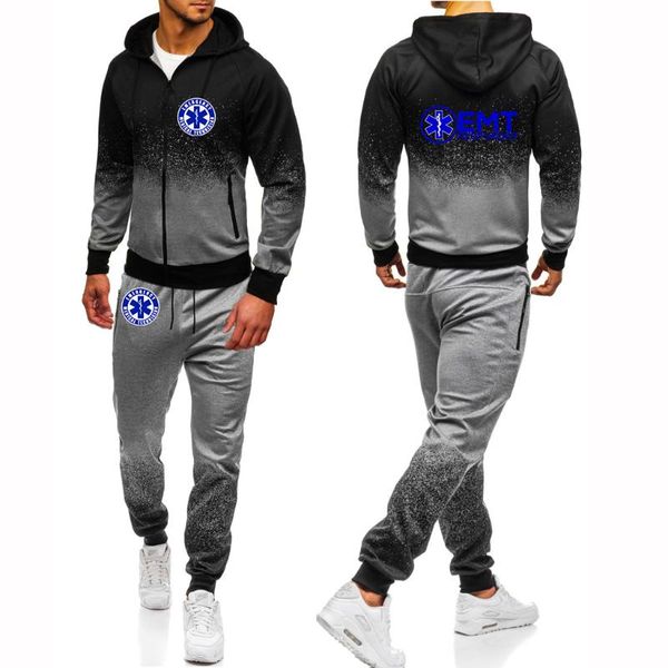 Herren-Trainingsanzüge, Rettungswagen, 2022, Herren-Reißverschluss, Freizeitjacken, Hoodies, Sweatshirts, Tops, Hosen, Farbverlauf, Streetwear, Anzüge für Herren