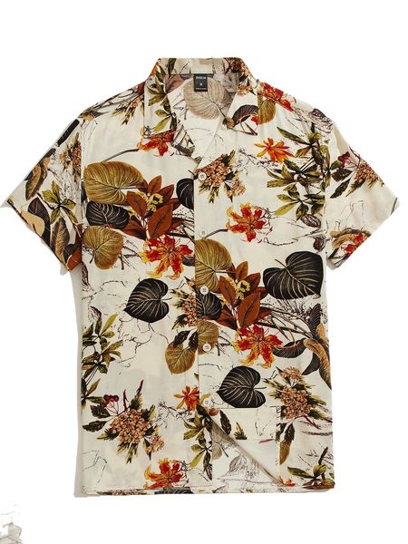 

men plants print shirt u5to#, White;black