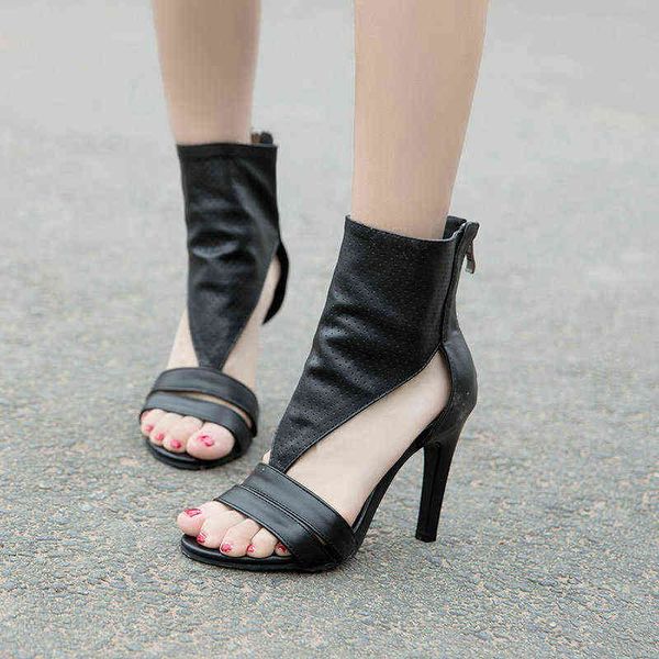 

thin high-heeled fashion large size sandals shoes, Black