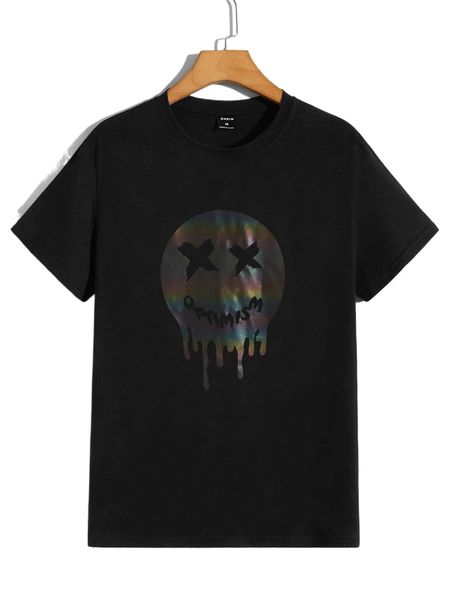 

men reflective cartoon face tee e3fh#, White;black