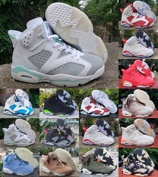 

2022 mens women red oreo 6s basketball shoes jumpman 6 travis unc tiffany blue carmine black infrared bordeaux trainers sneakers size 40-47