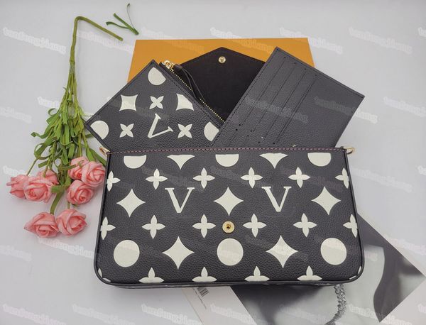 

designer lady wallets leather luxury classic fashion chain with flower and letter pattern handbag lady 789463, Red;black