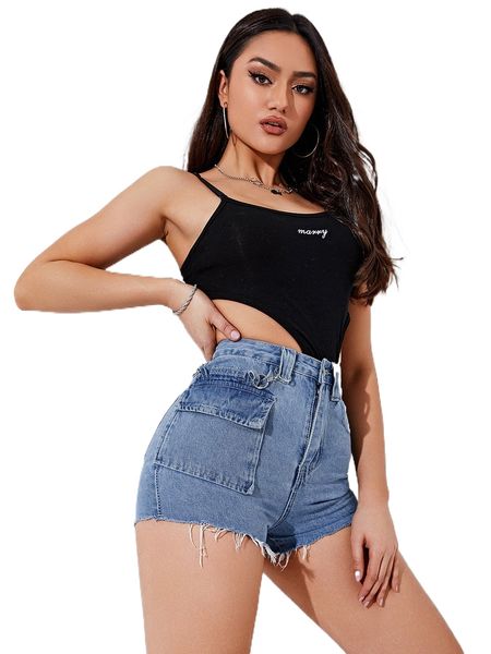 

r.aw h.em flap p.ocket d.enim shorts r1wk#, White;black