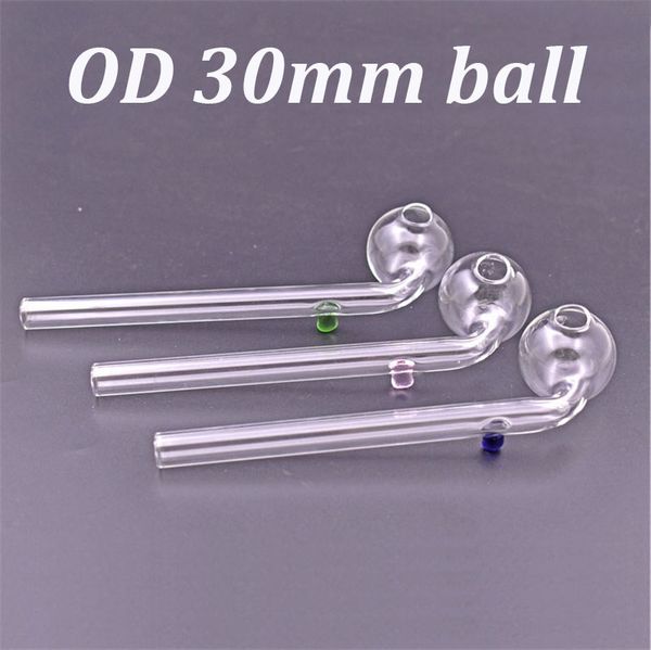 Wholesale Curved Pyrex Glass Oil Burner Pipe 14cm 30mm Ball Hand Pipes Mini Smoking Pipes with Logo Successfully To Australia