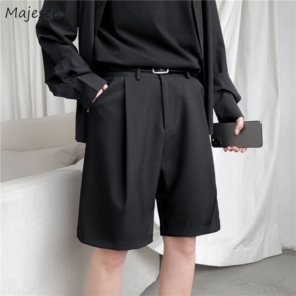 

men shorts solid chic all match summer thin baggy straight ins casual trousers for male harajuku simple clothing 220615, White;black