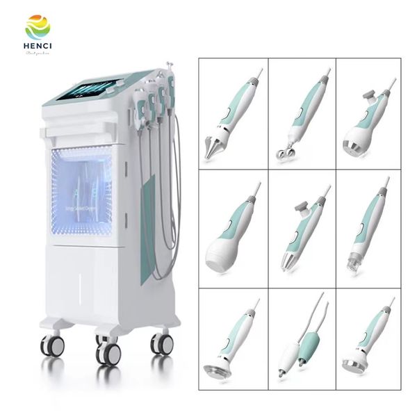 Wasserpeeling Gesichtshautpflege Reinigung Sauerstoff 9 in 1 Dermabrasionsmaschine mit positiver negativer Lon-Elektrode